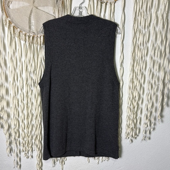 Lands' End Gray 100% 2 Ply Cashmere Sleeveless Button Down Tunic Length Vest M - Picture 8 of 10